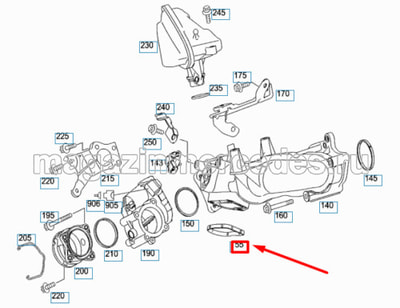 Прокладка поперечной трубы наддува воздуха коллектора (вид 4) Прокладка поперечной трубы наддува воздуха коллектора (фото, вид 4)