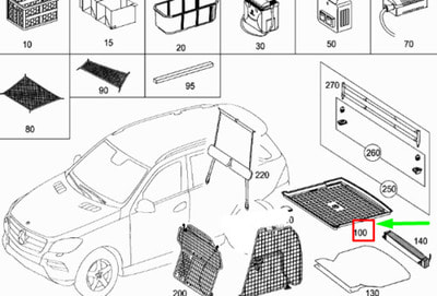 Поддон в багажник для Mercedes GLE class V167 (вид 2) Поддон в багажник для Mercedes GLE class V167 (фото, вид 2)