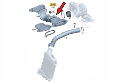 Расходомер воздуха с патрубком OM642 (вид 3) Расходомер воздуха с патрубком OM642 (фото, вид 3)