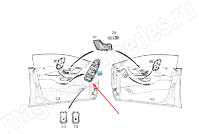 Блок выключателей стеклоподъемника на передней левой двери Mercedes Блок выключателей стеклоподъемника на передней левой двери Mercedes