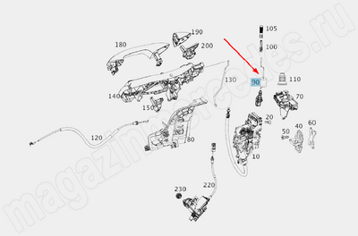 Блокирующая тяга замка передней двери слева Mercedes Блокирующая тяга замка передней двери слева Mercedes