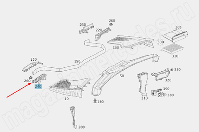 Уплотнение воздушного канала снизу слева Mercedes Уплотнение воздушного канала снизу слева Mercedes