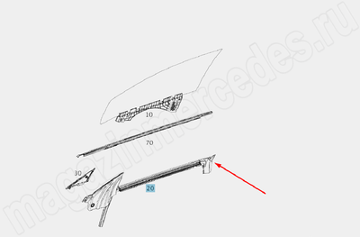 Уплотнительная планка окна передней двери внутри слева Mercedes Уплотнительная планка окна передней двери внутри слева Mercedes