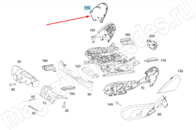 Крышка механизма регулировки по высоте переднего правого сиденья внутри Mercedes Крышка механизма регулировки по высоте переднего правого сиденья внутри Mercedes