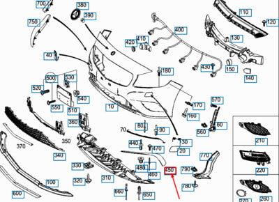 Спойлер элерон перед бампера верх правый AMG Спойлер элерон перед бампера верх правый AMG