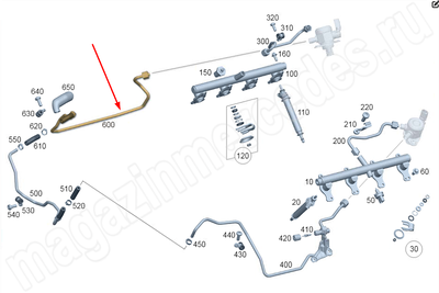 Трубка топливная низкого давления справа Mercedes Трубка топливная низкого давления справа Mercedes