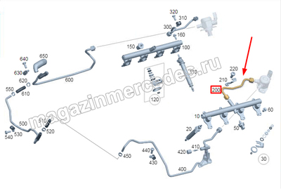 Трубка топливная высокого давления слева Mercedes Трубка топливная высокого давления слева Mercedes