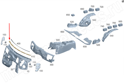 Шумоизоляция поперечины под ветровым стеклом нижняя Шумоизоляция поперечины под ветровым стеклом нижняя