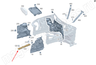Распорка перегородки моторного отсека спереди слева Распорка перегородки моторного отсека спереди слева
