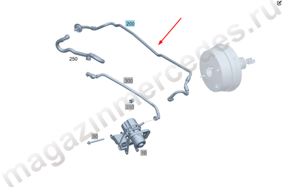 Вакуумный трубопровод от усилителя тормозного привода к разъёму Вакуумный трубопровод от усилителя тормозного привода к разъёму