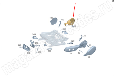 Усиливающий элемент облицовки сбоку внутри переднего правого сиденья Усиливающий элемент облицовки сбоку внутри переднего правого сиденья