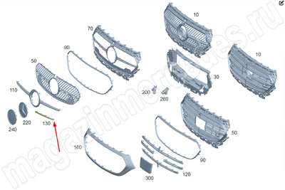 Молдинг хром решетки переднего бампера слева Молдинг хром решетки переднего бампера слева