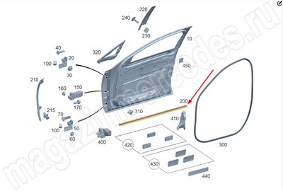 Отводная планка передней двери снизу справа Отводная планка передней двери снизу справа