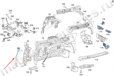 Замыкающая стенка переднего лонжерона справа Замыкающая стенка переднего лонжерона справа