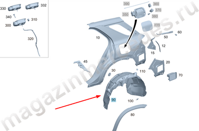 Облицовка колесной арки заднего крыла слева Облицовка колесной арки заднего крыла слева