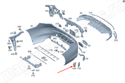 Крепление радарного датчик заднего бампера справа Крепление радарного датчик заднего бампера справа