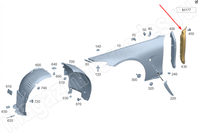 Накладка защитная переднего правого крыла Mercedes AMG GT C192 Накладка защитная переднего правого крыла Mercedes AMG GT C192