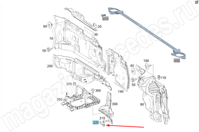 Накладка защитная опоры аккумуляторной батареи Мерседес Накладка защитная опоры аккумуляторной батареи Мерседес