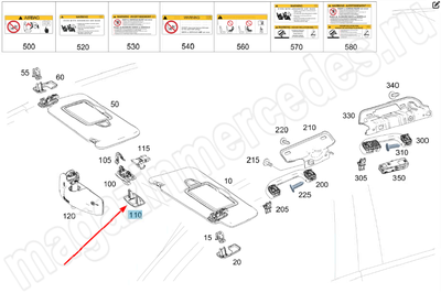 Накладка поворотной опоры солнцезащитного козырька Mercedes Накладка поворотной опоры солнцезащитного козырька Mercedes