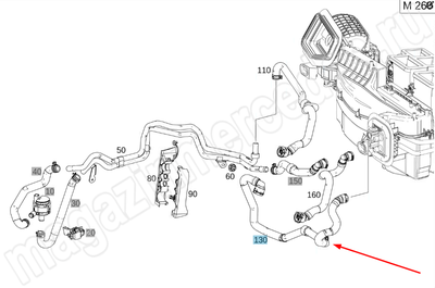 Трубка отопительного контура подающая к теплообменнику Mercedes Трубка отопительного контура подающая к теплообменнику Mercedes