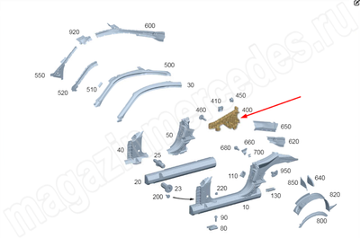 Держатель боковины кузова изнутри справа Mercedes AMG GT C192 Держатель боковины кузова изнутри справа Mercedes AMG GT C192
