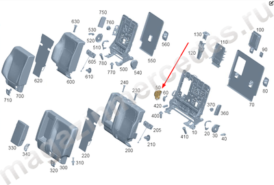 Крышка облицовки каркаса спинки заднего сиденья слева изнутри Mercedes Крышка облицовки каркаса спинки заднего сиденья слева изнутри Mercedes