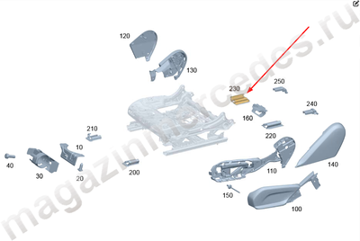 Крышка направляющей переднего правого сиденья изнутри сзади Mercedes Крышка направляющей переднего правого сиденья изнутри сзади Mercedes