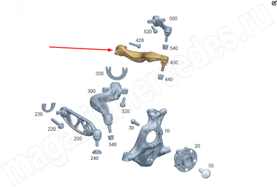 Рычаг переднего моста верхний продольный левый Mercedes Рычаг переднего моста верхний продольный левый Mercedes
