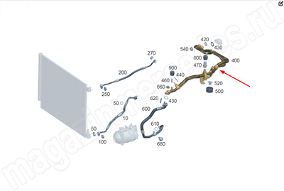 Трубка контура хладагента от расширительного клапана к разъёму Mercedes Трубка контура хладагента от расширительного клапана к разъёму Mercedes