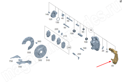 Скоба заднего правого тормозного суппорта Mercedes Скоба заднего правого тормозного суппорта Mercedes