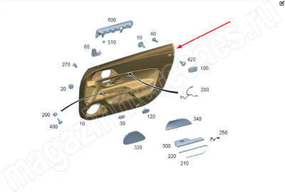Накладка верхняя облицовки передней правой двери Mercedes Накладка верхняя облицовки передней правой двери Mercedes