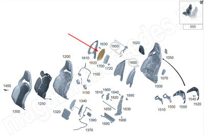 Накладка спинки переднего правого сиденья под подушку безопасности справа Mercedes Накладка спинки переднего правого сиденья под подушку безопасности справа Mercedes
