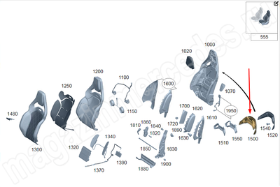 Кожух спинки переднего левого сиденья сверху слева Mercedes Кожух спинки переднего левого сиденья сверху слева Mercedes
