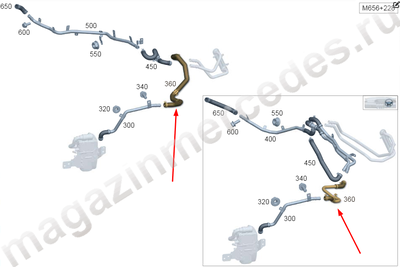 Шланг системы дополнительного отопителя от разъема к теплообменнику Mercedes Шланг системы дополнительного отопителя от разъема к теплообменнику Mercedes