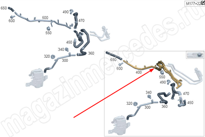 Шланг системы дополнительного отопителя от разъема к теплообменнику Mercedes Шланг системы дополнительного отопителя от разъема к теплообменнику Mercedes