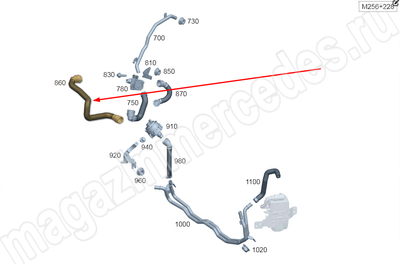 Шланг системы дополнительного отопителя от регулирующего клапана к разъему Mercedes Шланг системы дополнительного отопителя от регулирующего клапана к разъему Mercedes