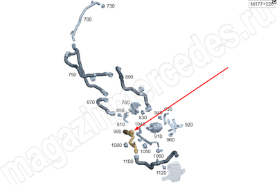 Шланг системы дополнительного отопителя от насоса охлаждающей жидкости к разъему Mercedes Шланг системы дополнительного отопителя от насоса охлаждающей жидкости к разъему Mercedes