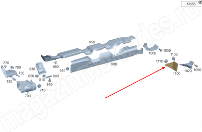Термозащитный экран выхлопной системы левый к раме снаружи Mercedes Термозащитный экран выхлопной системы левый к раме снаружи Mercedes