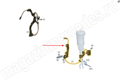 Электрический жгут переднего моста слева Mercedes Электрический жгут переднего моста слева Mercedes