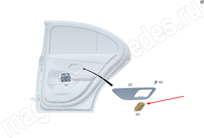 Кнопка центральной блокировки замков в задней двери справа Mercedes Кнопка центральной блокировки замков в задней двери справа Mercedes