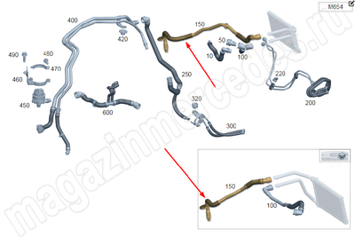Шланг системы отопителя от теплообменника к разъему Mercedes Шланг системы отопителя от теплообменника к разъему Mercedes